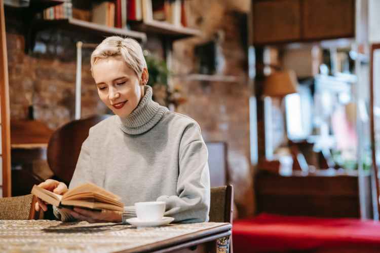 woman reading a book